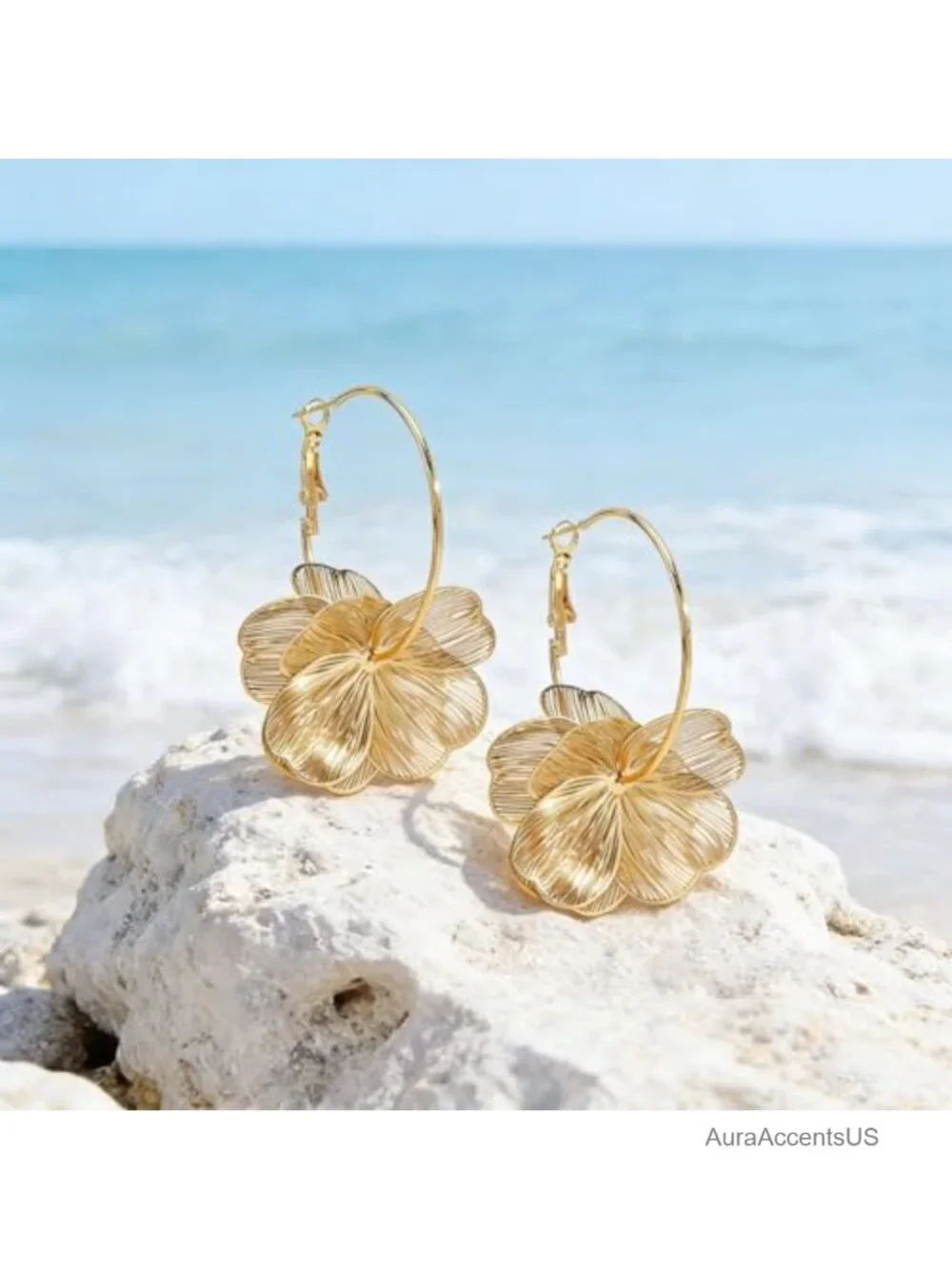 Gold-Tone Filigree Floral Dangle Earrings Long Drop Vintage Statement